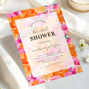 Light Faded Pink Orange Garden Bridal Shower Invitation