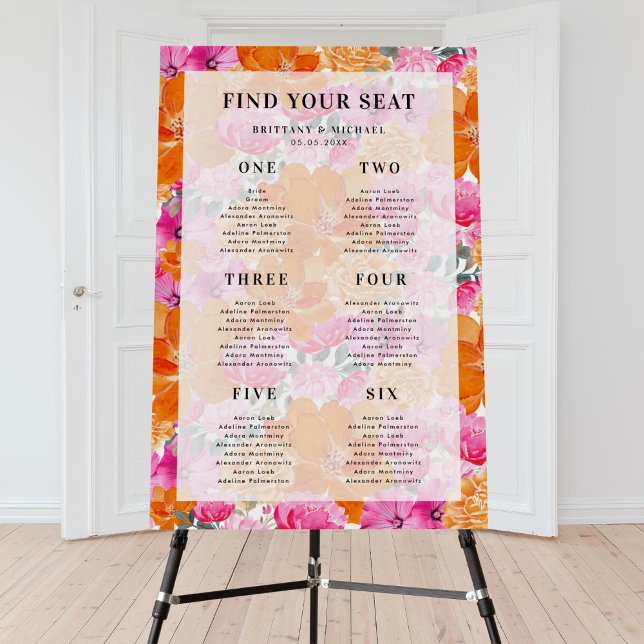 Light Faded Pink Orange Wedding Seating Chart Sign (Creator Uploaded)