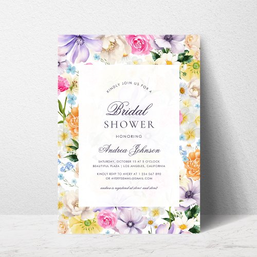 Light Faded Summer Garden Floral Bridal Shower Invitation