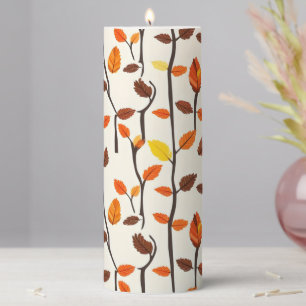 Light Fall Leaves Pattern Pillar Candle