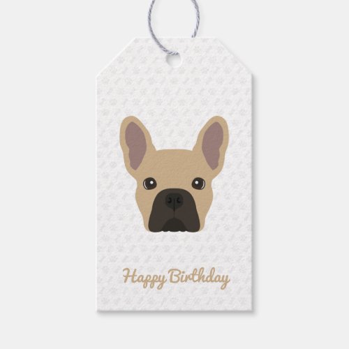 Light Fawn French Bulldog Birthday Gift Tags