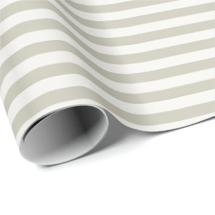 Light Feather Brown & Off-White Stripes Wrapping Paper