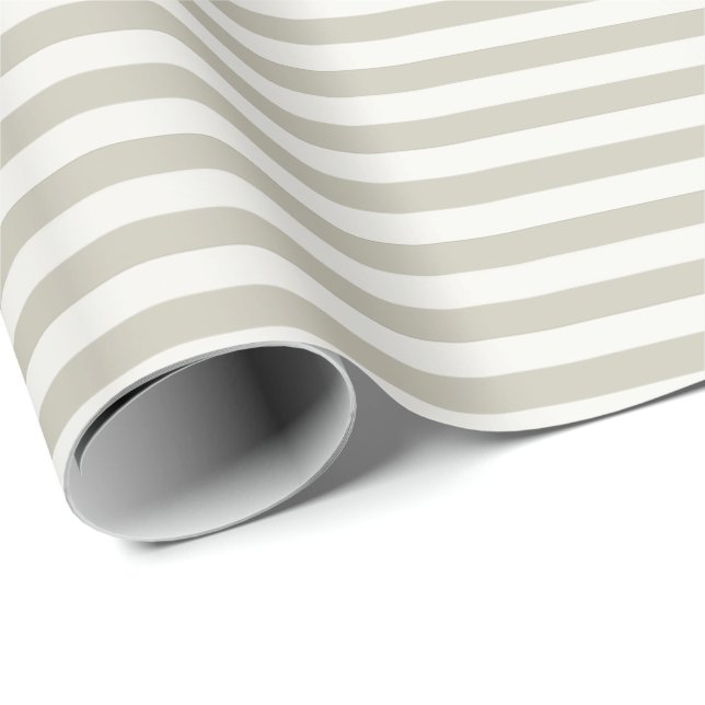 Light Feather Brown & Off-White Stripes Wrapping Paper (Roll Corner)