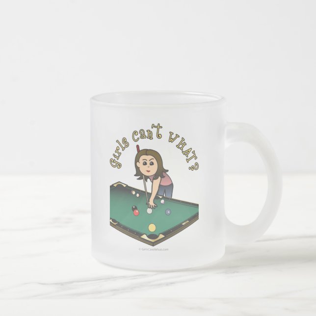 Light Female Billiards Player Frosted Glass Coffee Mug (Right)