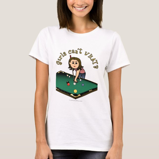 Light Female Billiards Player T-Shirt (Front)