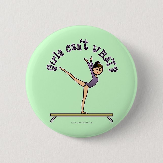 Light Female Gymnast on Balance Beam Pinback Button (Front)