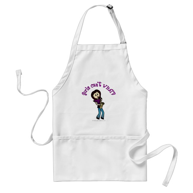 Light Female Saxophone Player Adult Apron (Front)