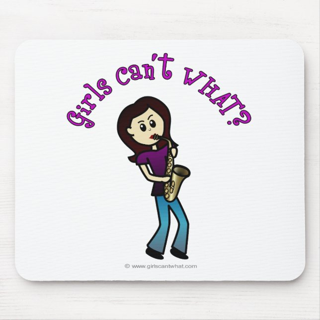 Light Female Saxophone Player Mouse Pad (Front)