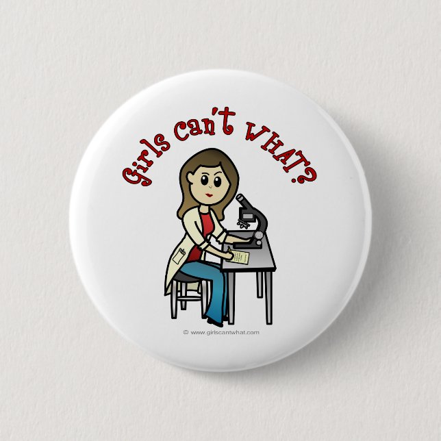 Light Female Scientist Pinback Button (Front)