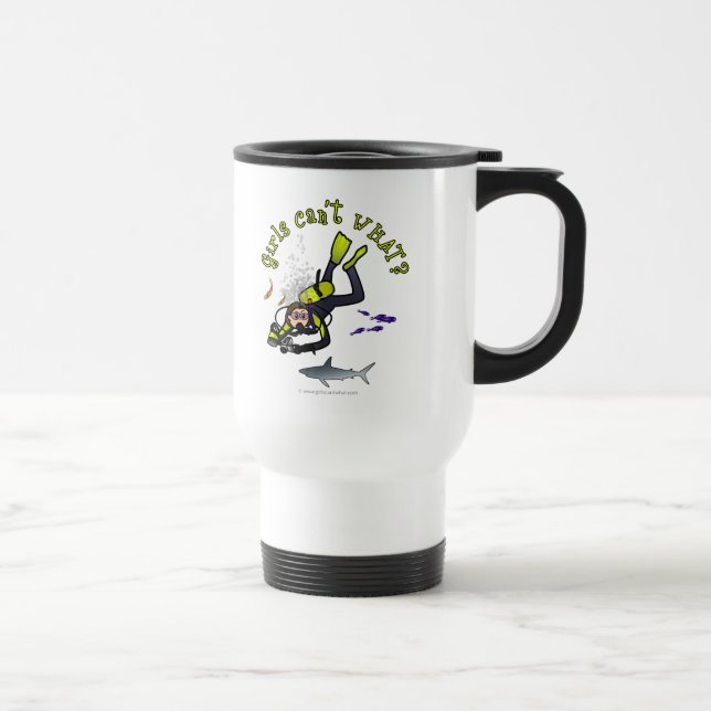 Light Female Scuba Diver Travel Mug (Right)