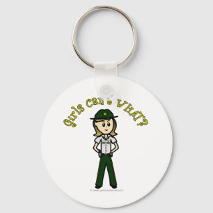 Light Female Sheriff in Green Uniform Keychain