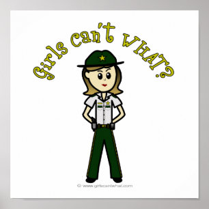 Light Female Sheriff in Green Uniform Poster
