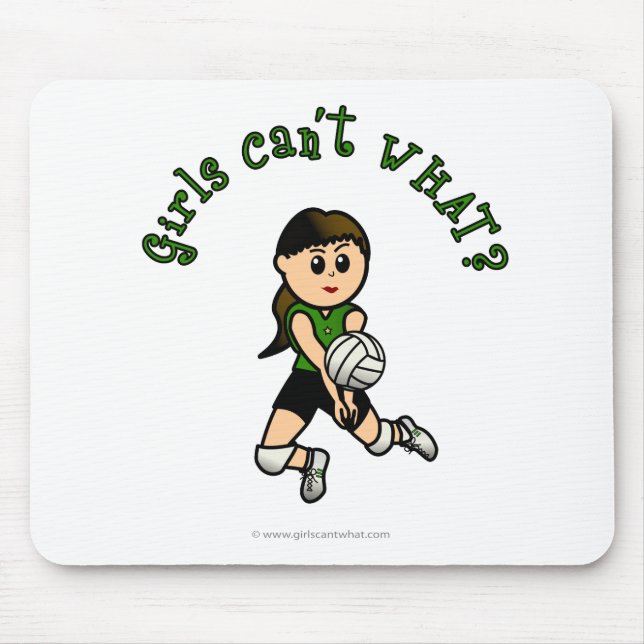 Light Female Volleyball Player in Green Uniform Mouse Pad (Front)