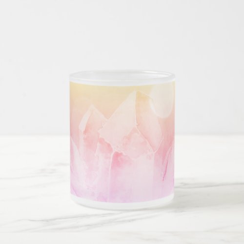 *~*  Light Filled Crystal Yoga Reiki Energy Healer Frosted Glass Coffee Mug