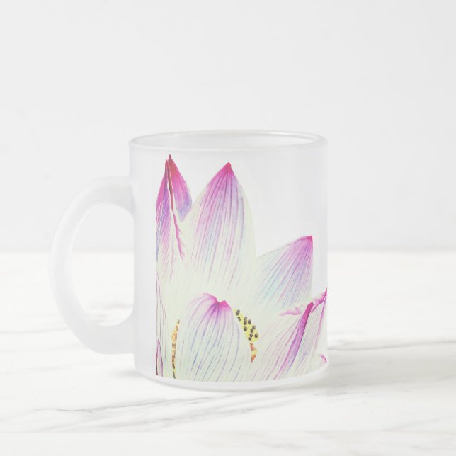 *~*  Light Filled Lotus Reiki Yoga Massage Namaste Frosted Glass Coffee Mug (Left)