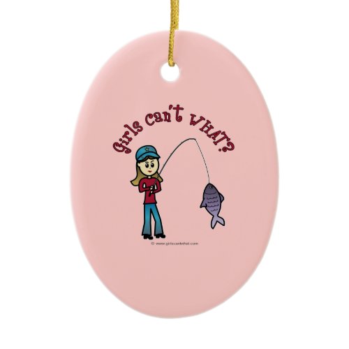 Light Fishing Girl Ceramic Ornament