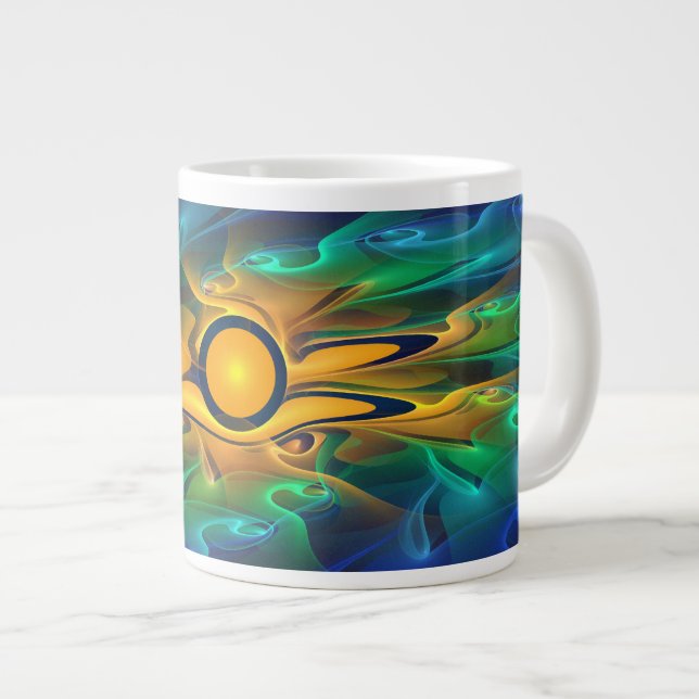 'Light Flame Abstract 163' Large Coffee Mug (Front Right)