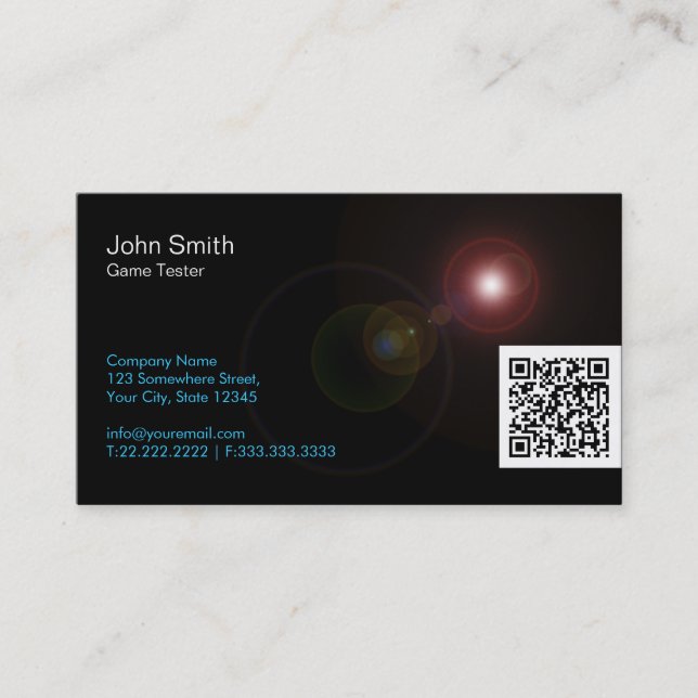 Light Flares Game Testing Business Card (Front)