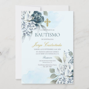 Light floral baptism invitation
