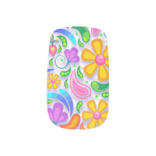 light floral minx nail art