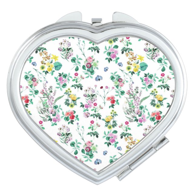 Light Floral Pattern Compact Mirror (Front)