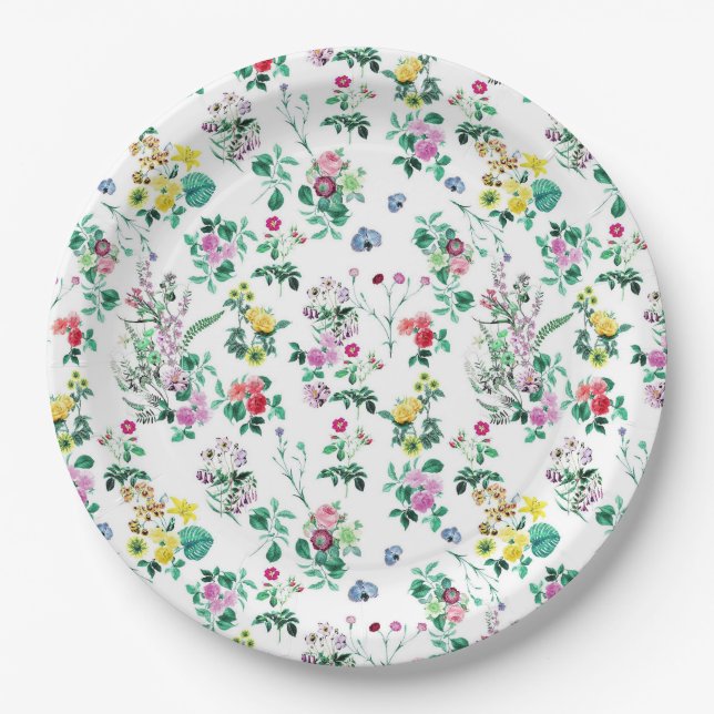Light Floral Pattern Paper Plates (Front)