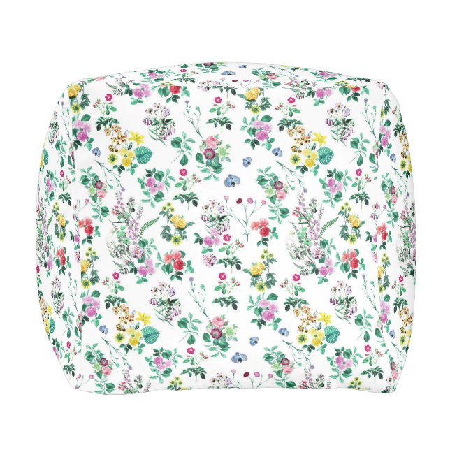 Light Floral Pattern Pouf (Front)