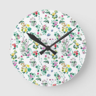 Light Floral Pattern Round Clock