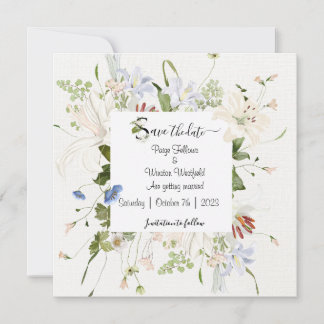 Light floral save the date invitation