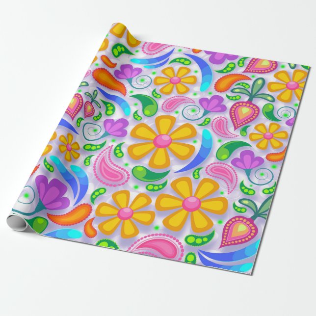 light floral wrapping paper (Unrolled)