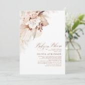Light Flowers and Pampas Grass Boho Baby Shower Invitation (Standing Front)