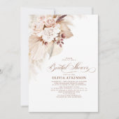 Light Flowers and Pampas Grass Boho Bridal Shower Invitation (Front)