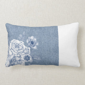 Light Flowers Denim Pillow