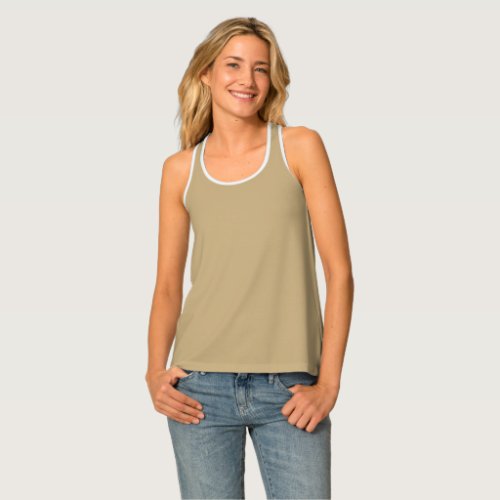 Light French Beige Solid Color Tank Top