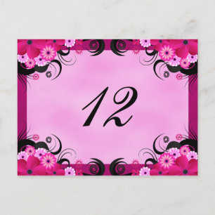 Light Fuchsia Floral Reception Table Number Cards