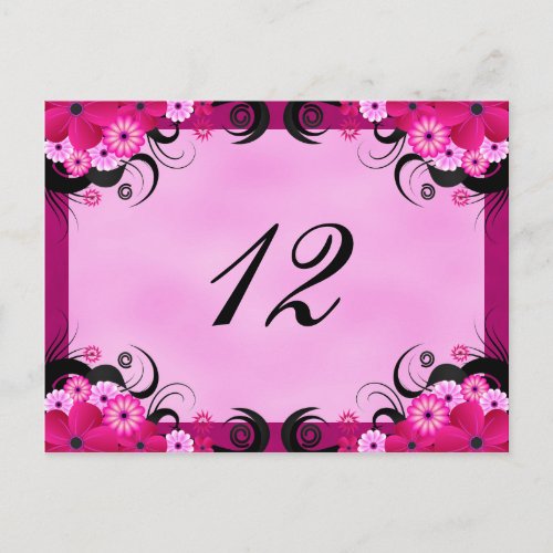 Light Fuchsia Floral Reception Table Number Cards