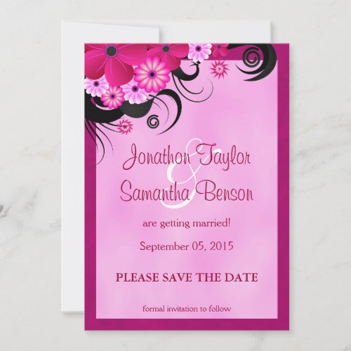Light Fuchsia Floral Save The Date Announcement
