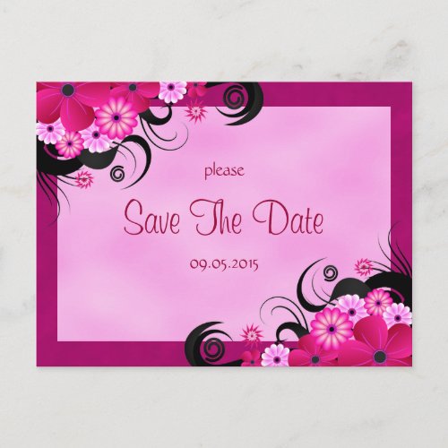 Light Fuchsia Floral Save The Date Announcement Postcard