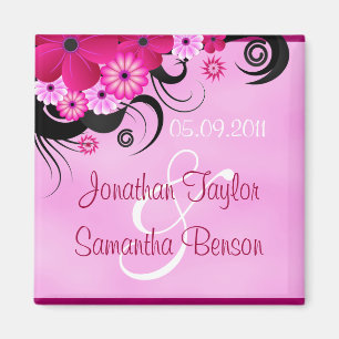 Light Fuchsia Magenta Floral Save The Date Magnets