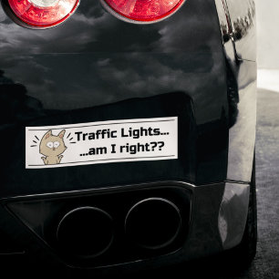 Light Funny Cat Traffic Lights Sarcastic Phrase Bumper Sticker