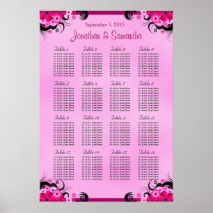 Light Fuschia 16 Wedding Table Seating Charts
