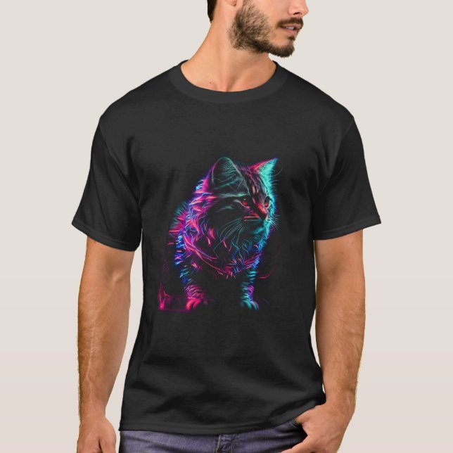 Light Ghost Cat Long Sleeve T Shirt (Front)