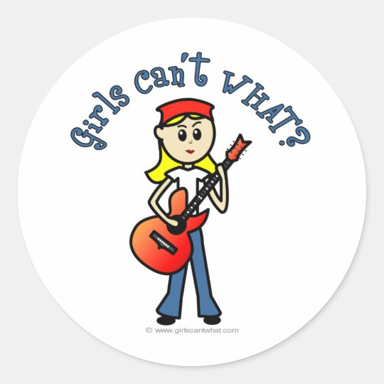 Light Girl Guitar Player Classic Round Sticker