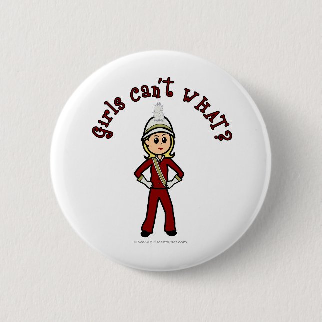 Light Girl in Red Marching Band Uniform Button (Front)