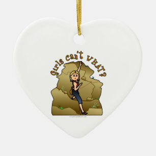 Light Girl Rock Climber Ceramic Ornament