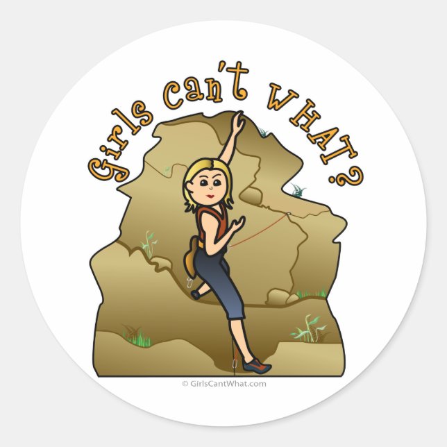 Light Girl Rock Climber Classic Round Sticker (Front)
