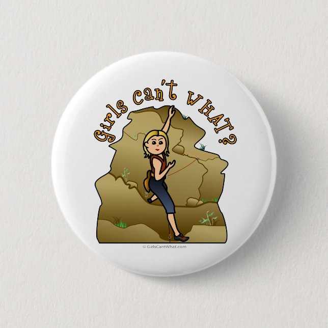 Light Girl Rock Climber Pinback Button (Front)