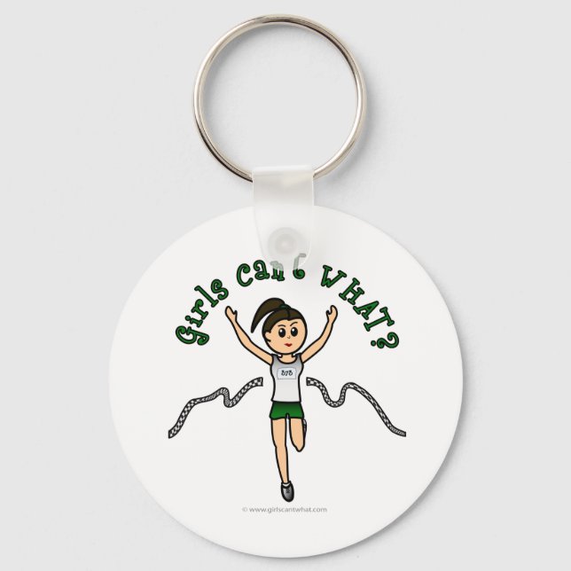 Light Girl Runner in Green Uniform Keychain (Front)