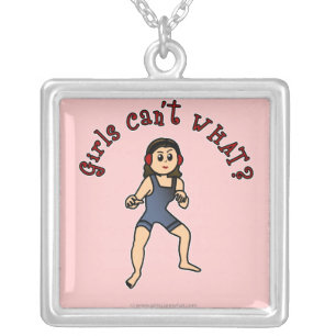 Light Girl Wrestling Silver Plated Necklace