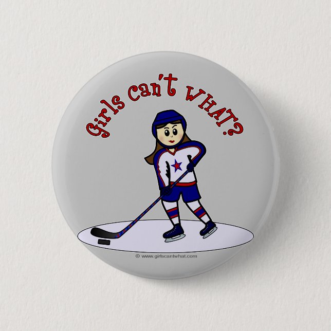 Light Girls Hockey Player Button (Front)